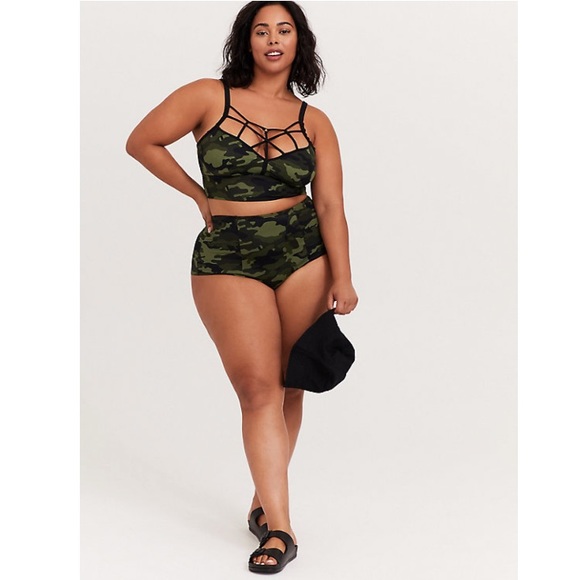 TORRID NWT CAMO WIRELESS LATTICE BIKINI - Picture 3 of 8